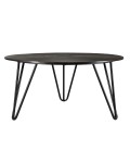 Table basse ronde 75x75cm aluminium noir pieds épingles métal DODOMA