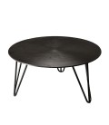 Table basse ronde 75x75cm aluminium noir pieds épingles métal DODOMA