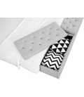 Lit double tissu gris avec bout de lit coffre intégré Boxy
