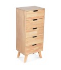Semainier meuble 5 tiroirs bois clair naturel Hevy - 