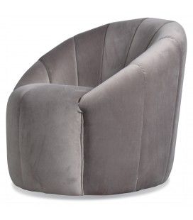 Fauteuil rétro coquille velours gris taupe Sonia