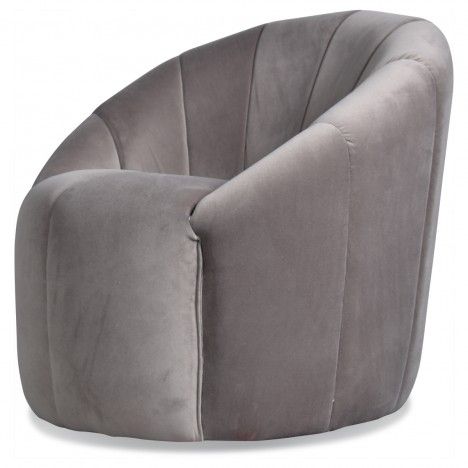 Fauteuil rétro coquille velours gris taupe Sonia - 