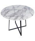 Table ronde style marbre et pieds en métal noir Francky - 
