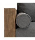 Canapé bois massif et tissu gris 3 places Bastila