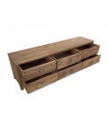 Meuble TV 6 tiroirs bois massif de pin recyclé Bastila
