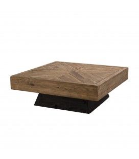 Table basse carrée bois massif de pin recyclé Bastila