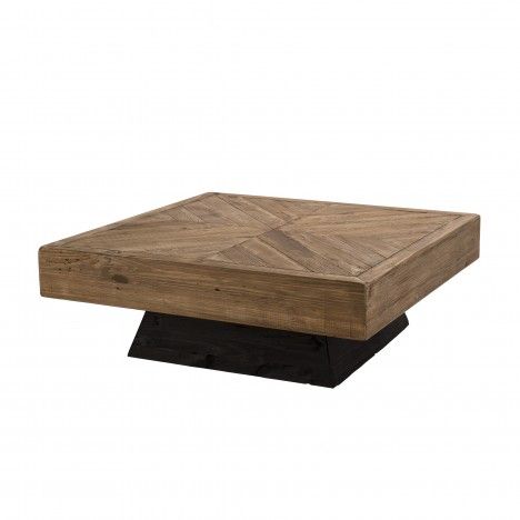 Table basse carrée bois massif de pin recyclé Bastila
