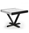 Table carré extensible effet marbre rallonge intégrée 90 à 180cm