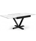 Table carré extensible effet marbre rallonge intégrée 90 à 180cm