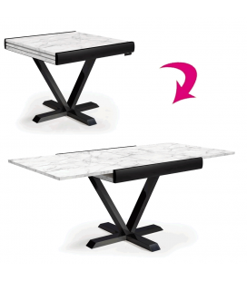 Table carrée extensible effet marbre blanc rallonge intégrée NewAge