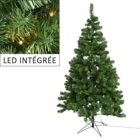Sapin de Noël anti-feu avec guirlande intégrée LED 120 cm