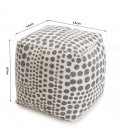 Pouf carré tissu coton imprimé pois gris 40cm SANCHO