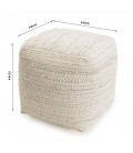 Pouf carré tissu polyester ivoire 40cm SANCHO