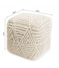Pouf carré en laine Fanny chevrons ivoire 40cm SANCHO