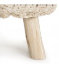 Tabouret rond bois et laine ivoire 40cm SANCHO