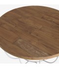 Table basse coque blanche 80 x 80 cm bois Teck recyclé et métal SULA