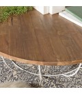 Table basse coque blanche 120 x 120 cm bois Teck recyclé et métal SULA