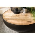 Table basse ronde 70x70cm bois Bois de Manguier massif et métal ROMAO