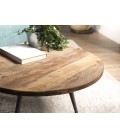 Table basse d'appoint ronde 55x55cm bois Teck recyclé et pieds métal SULA