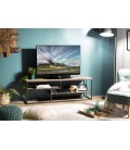 Meuble TV avec 2 étagères de rangement bois massif et métal SULA