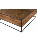 Table basse carrée bois massif et métal 100cm SULA