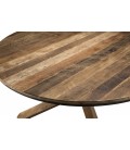 Table à manger ronde en bois massif 130cm pieds croisés Teck SULA