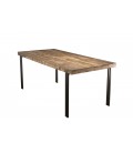 Table à manger en bois massif 200x90cm Teck pieds métal SULA
