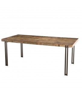 Table à manger en bois massif 200 x 90cm pieds métal SULA