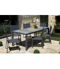 Table et chaises empilables de jardin aluminium gris clair