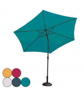 Parasol rond inclinable en acier avec manivelle 5 coloris
