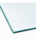 Table basse blanche 2 tiroirs et plateau en verre 115cm Lambesc