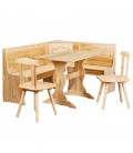 Table d'angle avec chaises + banc en bois de pin massif Albertville