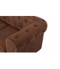 Canapé vintage marron en tissu capitonné 2 places Chesterfield - 