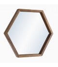 Miroir bois massif 50cm forme hexagone SULA