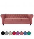 Canapé 3 places capitonné violet Chesterfield en velours - 6 coloris - 
