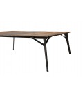 Table basse carrée 120x120cm bois teck massif recyclé métal et pieds métal MADY
