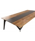 Table basse rectangulaire 140x70cm bois teck massif recyclé métal et pieds métal MADY