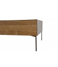 Table basse 111x60cm 2 tiroirs bois teck massif recyclé métal et pieds métal MADY