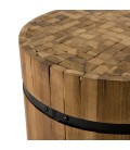 Table d'appoint ronde 40x40cm bois teck massif recyclé cerclée métal BEBIDA