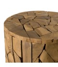 Table d'appoint ronde mozaïc 30x30cm bois teck massif BEBIDA