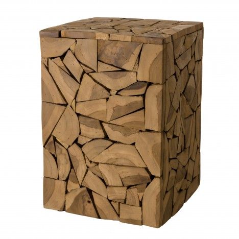 Table d'appoint carrée mozaïc 30x30cm bois teck massif BEBIDA