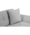 Canapé d'angle à droite convertible simili blanc et tissu gris Barona - 
