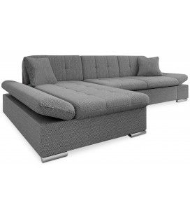 Canapé d'angle gauche convertible tissu gris Barona