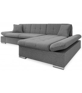 Canapé d'angle à droite convertible tissu gris Barona - 