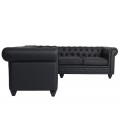 Canapé d'angle gauche style chesterfield simili cuir noir Vatsi - 
