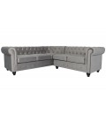 Canapé d'angle gauche style chesterfield velours argent Vatsi - 