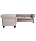 Canapé d'angle à droite style chesterfield velours taupe Vatsi - 