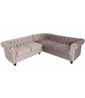 Canapé d'angle à droite style chesterfield velours taupe Vatsi - 