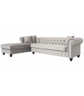Canapé d'angle gauche style chesterfield velours argent Velty - 