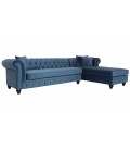 Canapé d'angle à droite style chesterfield velours bleu Velty - 